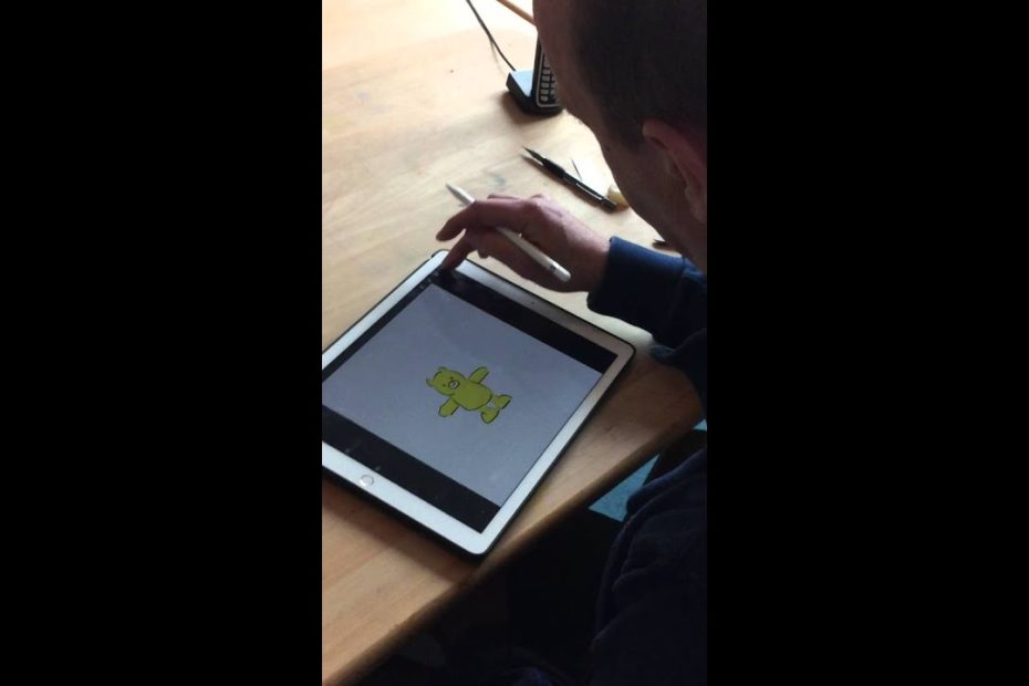 Tekenaar Leendert Jan Vis aan het werk op de iPad Pro