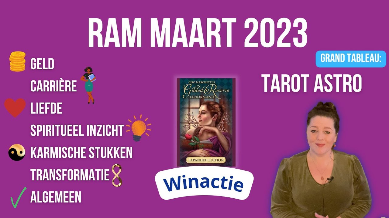 RAM MAART 2023, MAANDVOORSPELLING TAROT & LENORMAND GRANDTABELAU LEGGING - MIREILLE VAN RIJN + WIN!