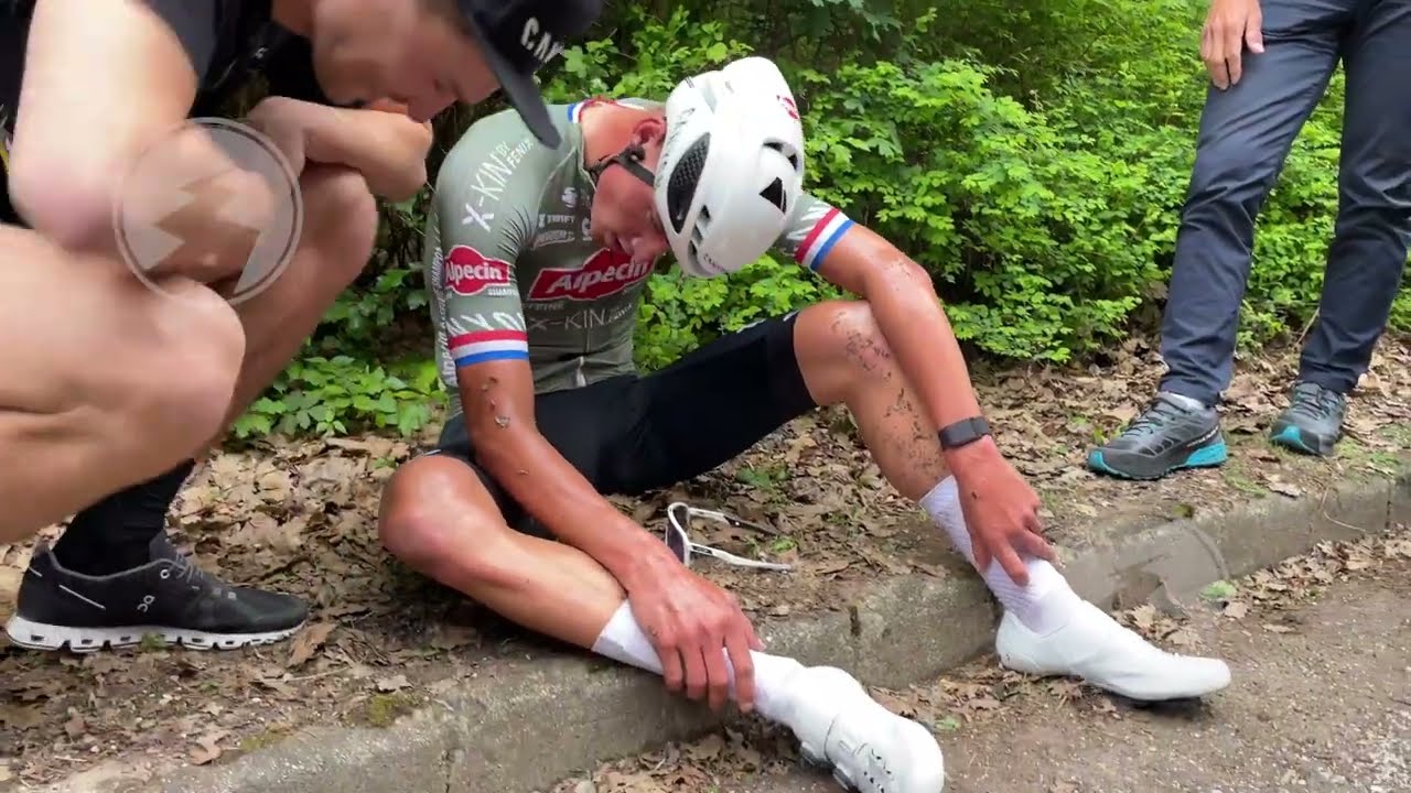 Mathieu van der Poel two minutes completely exhausted after crazy uphill sprint