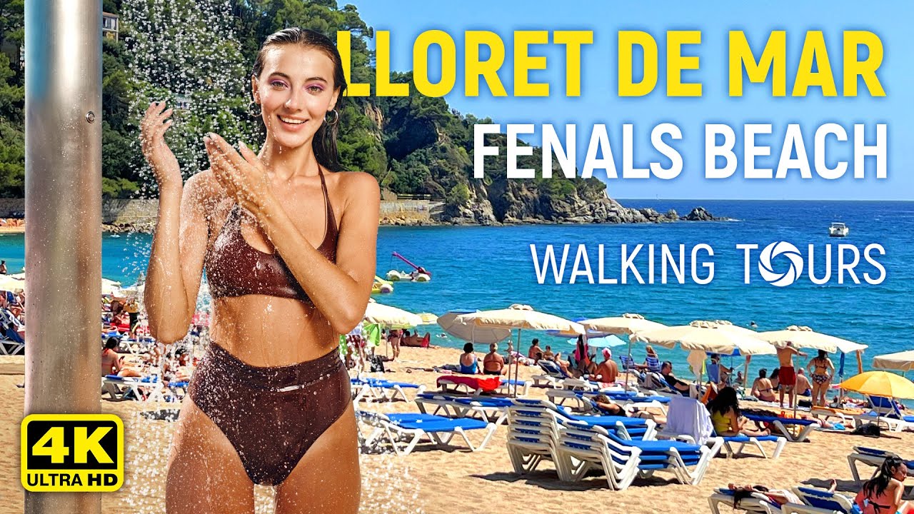 4K Lloret de Mar (Catalonia, Spain) Fenals Beach Walking Tour • September 2022