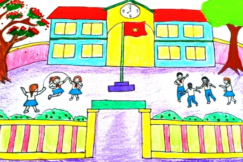 Vẽ Tranh Ngôi Trường Của Em - Cách Vẽ Ngôi Trường Đơn Giản Nhất | How To  Draw My School - Youtube