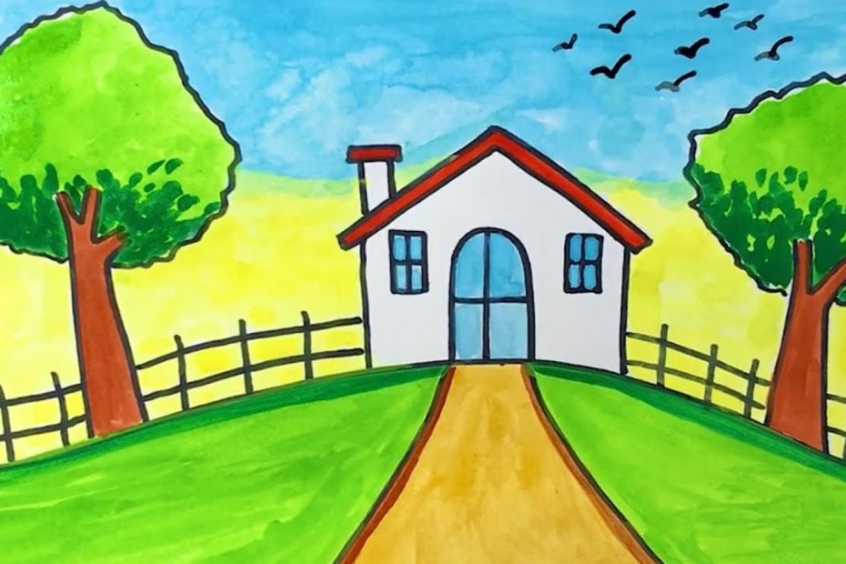 Cách Vẽ Tranh Phong Cảnh Ngôi Nhà Trên Đồi Đẹp | How To Draw Scenery A  House On The Hill - Youtube