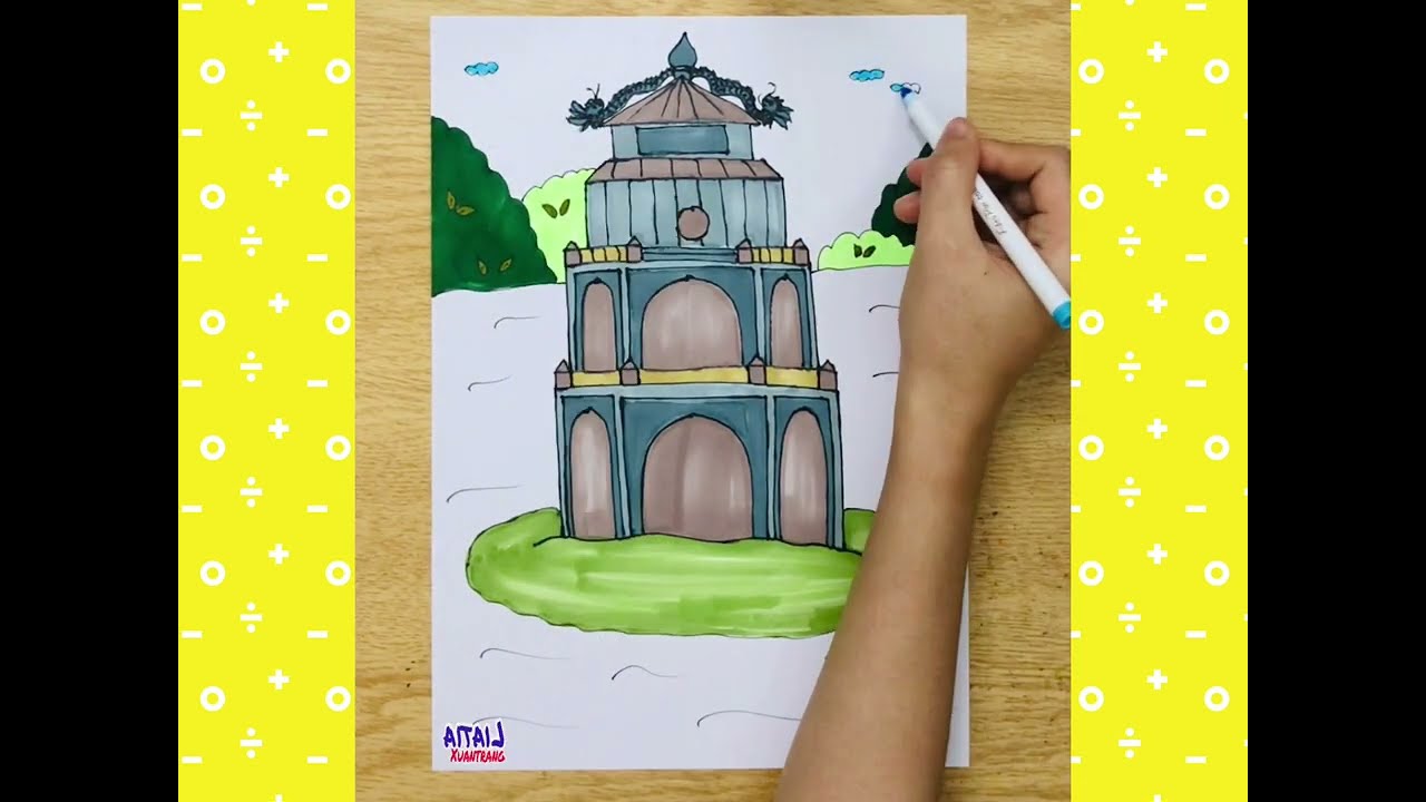 Vẽ Tháp Rùa Hồ Gươm Hà Nội Đơn Giản | Cách Vẽ Tháp Rùa Hồ Gươm Dễ Nhất | Tranh  Vẽ Hồ Gươm Đơn Giản - Youtube